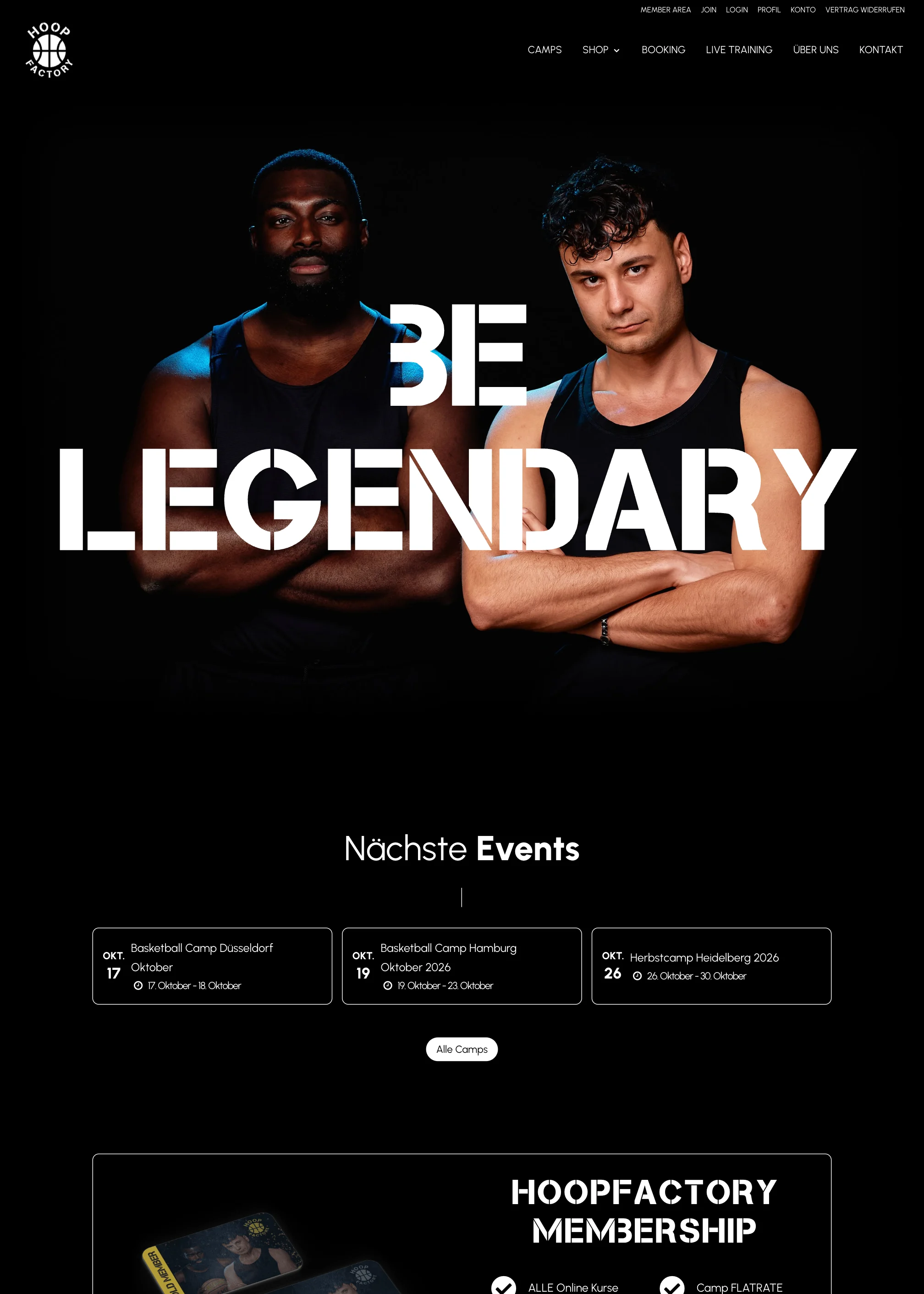 Startseite der Website Hoop Factory (hoopfactory-hd.com)